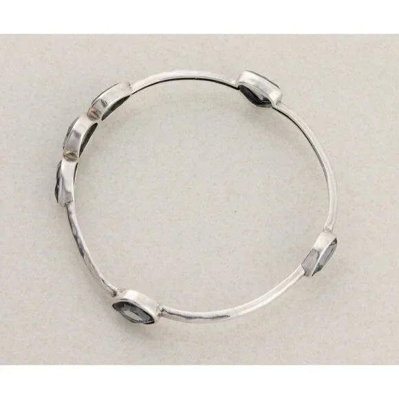 Sterling Silver Blue Glass Admire Bangle Bracelet 8" Silpada - Picture 8 of 8